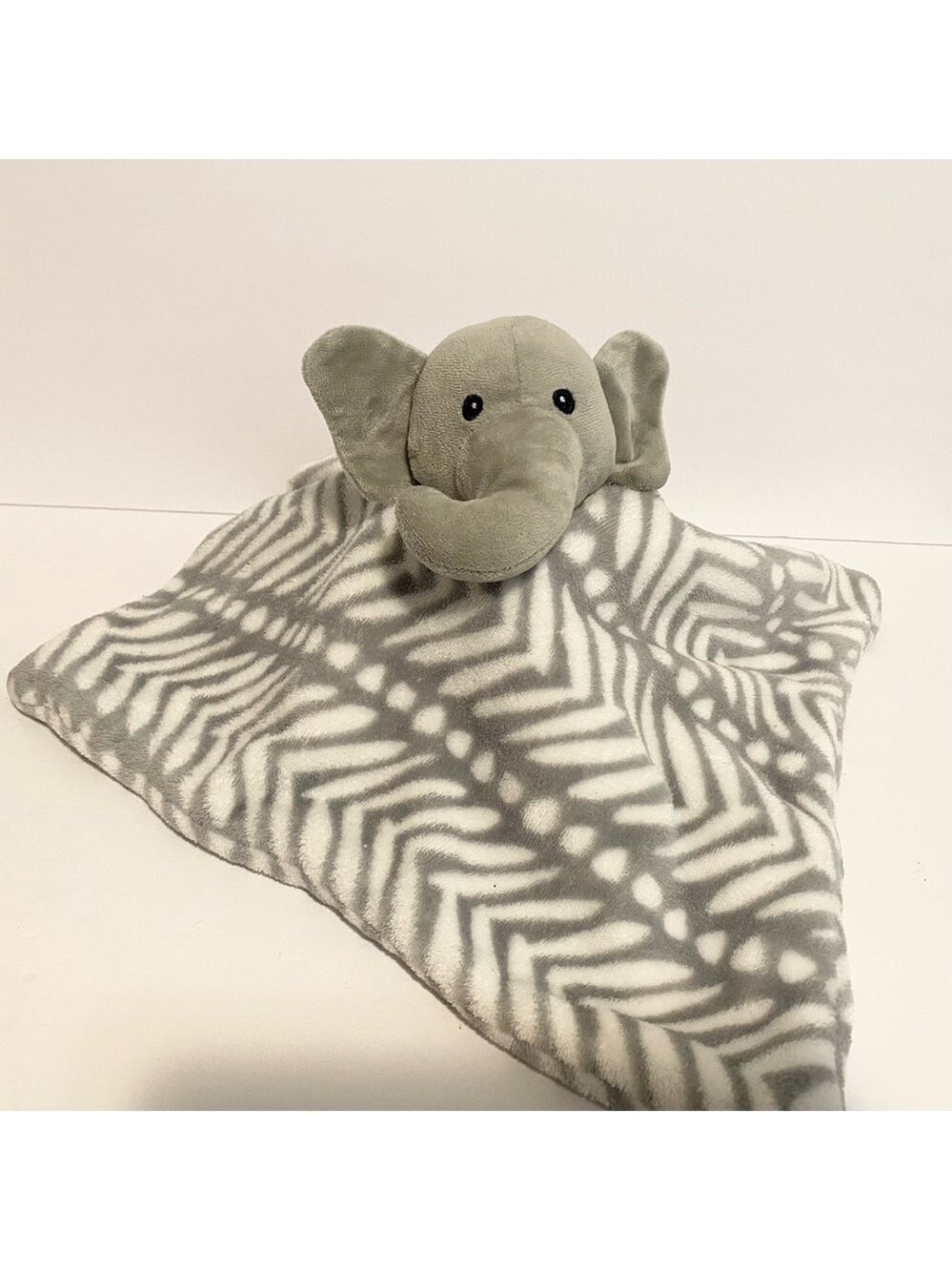 Lila & Jack Elephant Gray White Stripe Baby Security Blanket Lovey